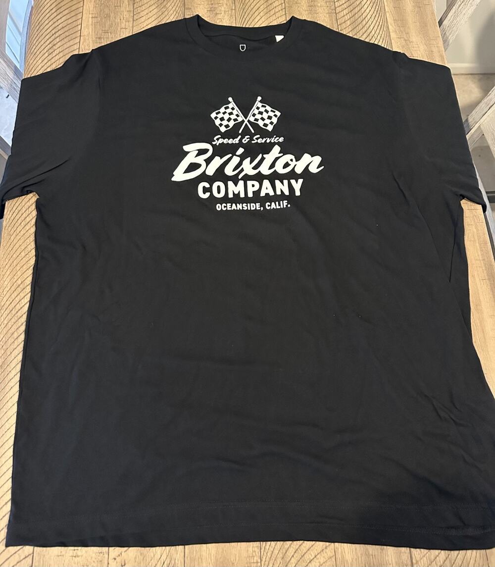 Brixton Speed & Service Graphic T-Shirt Men's Sz 2XL Blk Short Sleeve W/ Defect